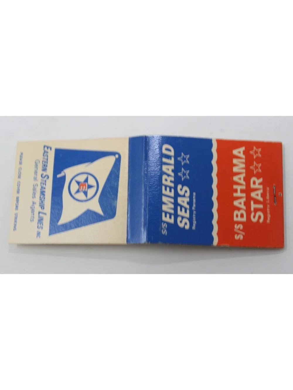 Vintage 1970s Matchbook S/S Emerald Seas S/S Bahama Star Eastern Steamship Lines